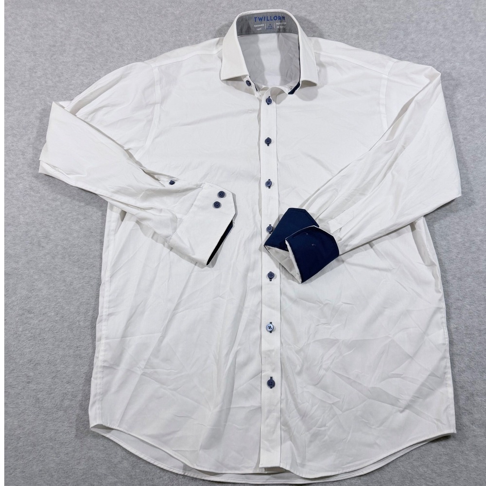 Twillory Button Down Mens 16 32-33 White  Performance Stretch Shirt